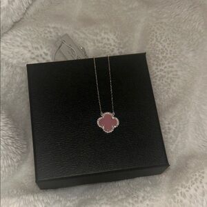 Sterling silver Pink Clover Pendant Necklace